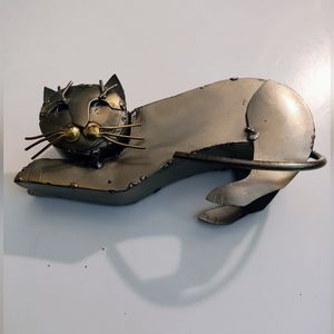 Hand made in Mexico metal cat statue